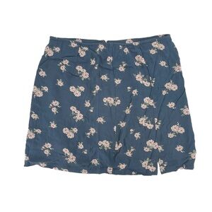 NWT American Eagle Outfitters Blue Pink Floral Pleated Mini Skirt Size M Womens